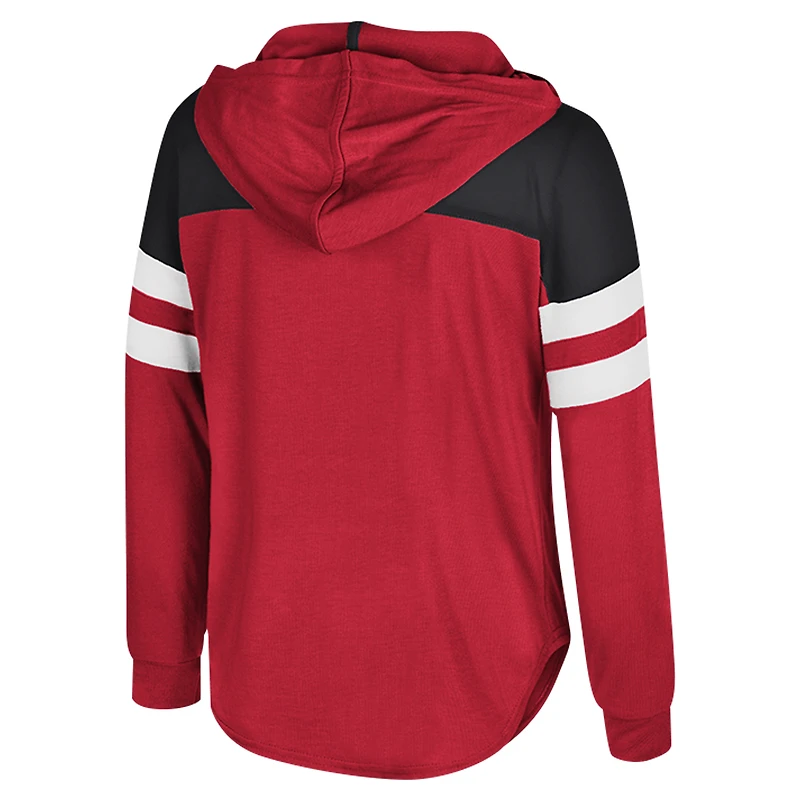 T-shirt à capuche et manches longues pour jeunes filles du Colisée Scarlet Nebraska Huskers Reflection