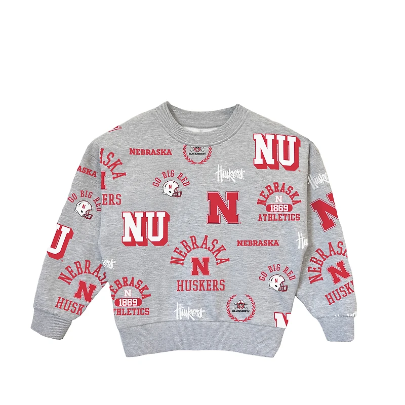 Girls Youth Gameday Couture  Gray Nebraska Huskers Always On Repeat Pullover Sweatshirt