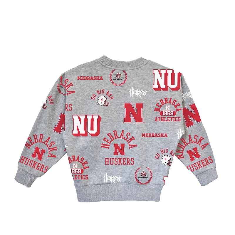 Girls Youth Gameday Couture  Gray Nebraska Huskers Always On Repeat Pullover Sweatshirt