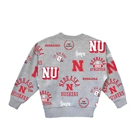 Sweat-shirt à capuche Nebraska Huskers Always On Repeat pour jeunes filles, gris chiné, couture Gameday