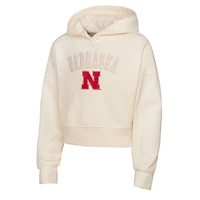 Sweat à capuche court surdimensionné Nebraska Huskers pour fille, couleur crème, Outerstuff Youth