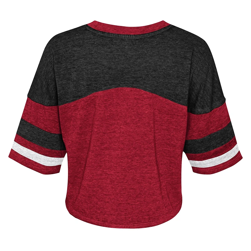 T-shirt en jersey à manches rayées dimanche vendredi des Huskers du Nebraska Scarlet pour fille