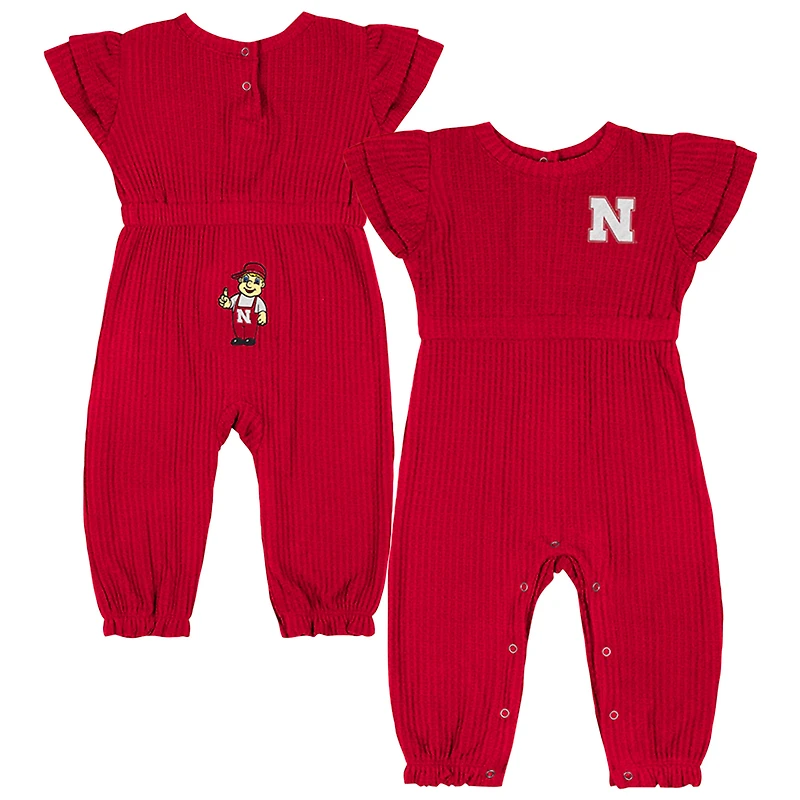 Infant Colosseum Scarlet Nebraska Huskers Beautopia Waffle Knit Romper