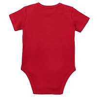 Ensemble de 3 bodys, bavoirs et chaussons Mitchell & Ness Scarlet/Heather Grey Nebraska Huskers pour bébé
