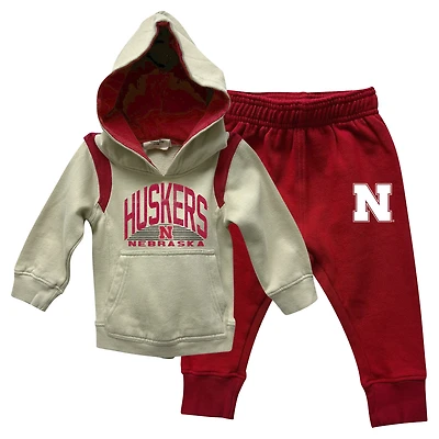 Ensemble sweat à capuche et pantalon de survêtement colorblock pour bébé Wes & Willy Scarlet Nebraska Huskers