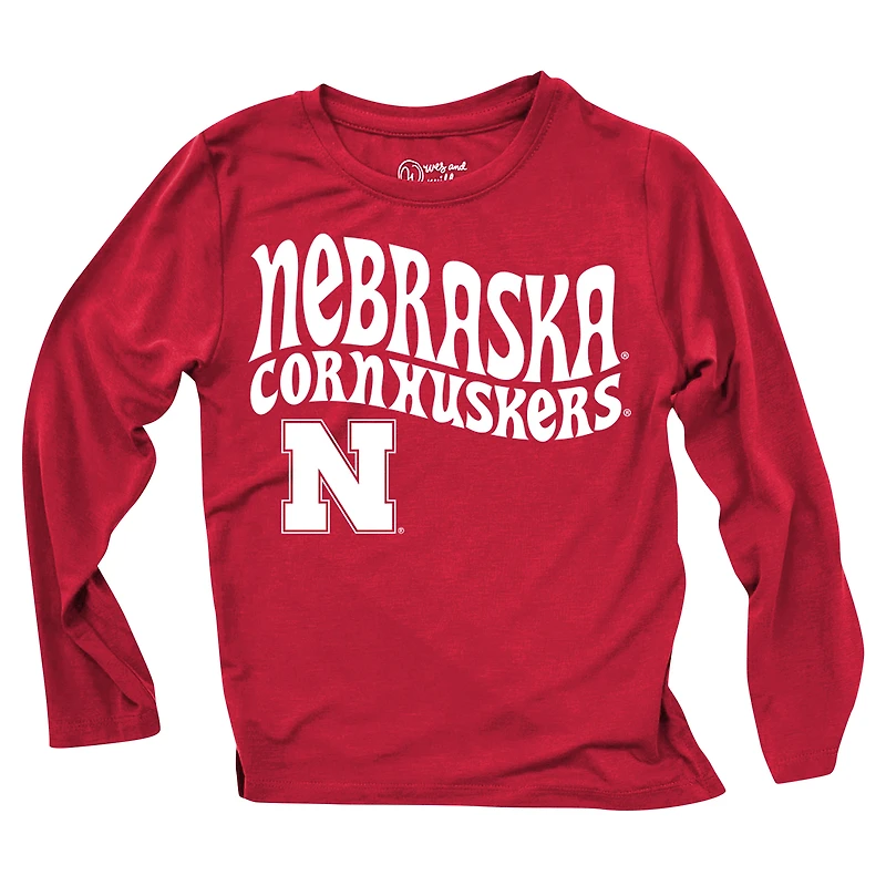 Ensemble haut à manches longues et leggings rayés tri-blend pour bébé Wes & Willy Nebraska Huskers