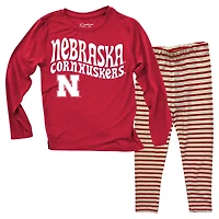 Ensemble haut à manches longues et leggings rayés tri-blend pour bébé Wes & Willy Nebraska Huskers