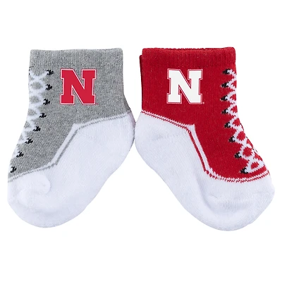 Lot de deux paires de chaussettes pour bébé ZooZatz Nebraska Huskers