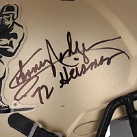 Casque authentique autographié par Johnny Rodgers des Nebraska Huskers 2023 Gold Riddell Heisman avec inscription « 72 Heisman »