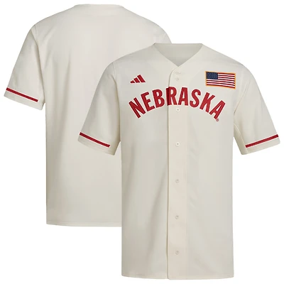 Maillot de baseball réplique adidas Nebraska Huskers crème pour homme
