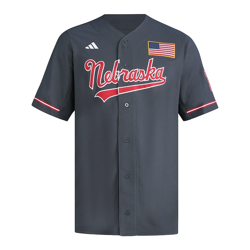 Maillot de baseball réplique gris adidas Nebraska Huskers pour homme