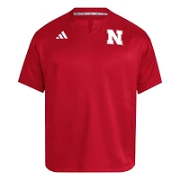 Men's adidas  Red Nebraska Huskers Dugout Coaches Adizero Notch Neck Pullover Top