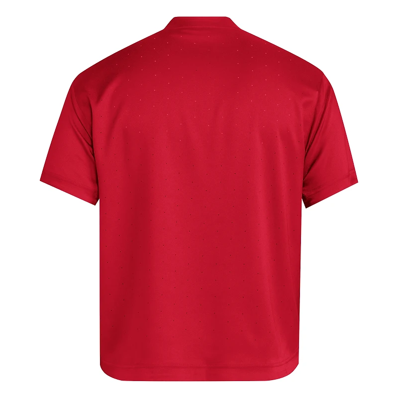 Men's adidas  Red Nebraska Huskers Dugout Coaches Adizero Notch Neck Pullover Top