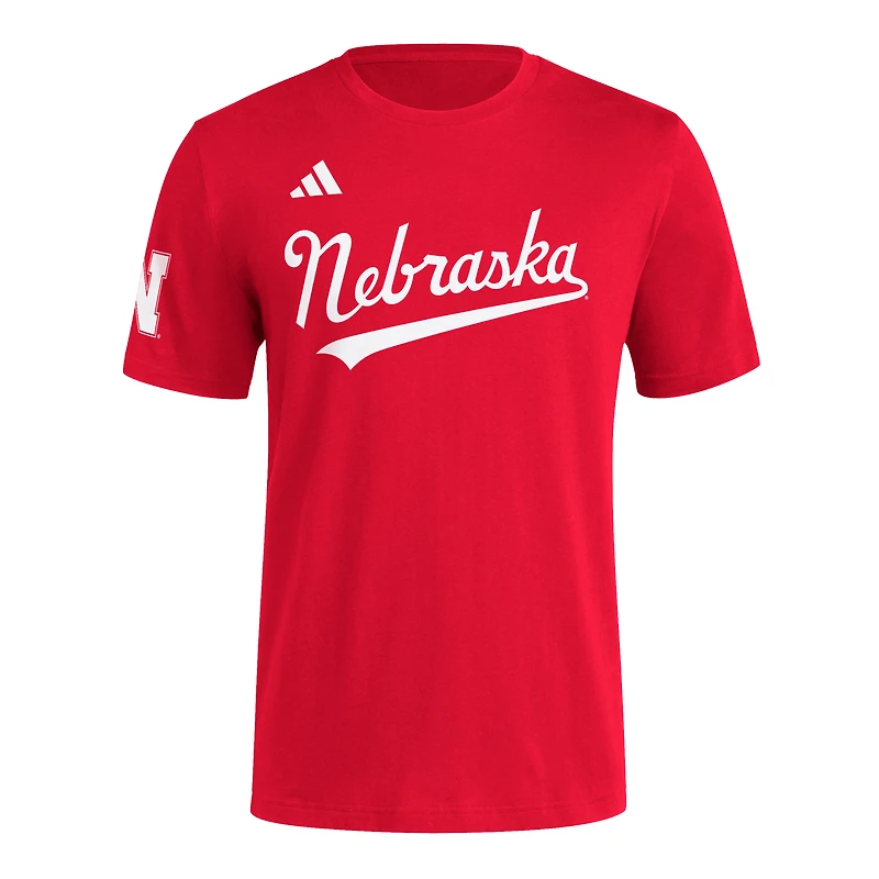 Men's adidas Scarlet Nebraska Huskers Fresh Wordmark T-Shirt
