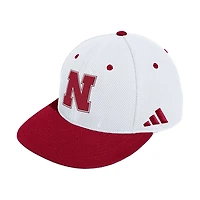 Men's adidas  White Nebraska Huskers On-Field Fitted Baseball Hat