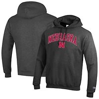 Men's Champion  Charcoal Nebraska Huskers Arched Logo Fleece Pullover Hoodie