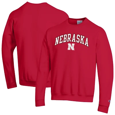 Men's Champion  Scarlet Nebraska Huskers Arch Over Logo Pullover Sweatshirt