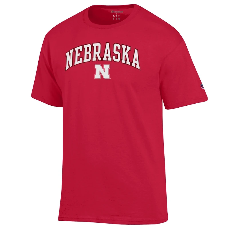 Men's Champion  Scarlet Nebraska Huskers Arch Over Logo T-Shirt