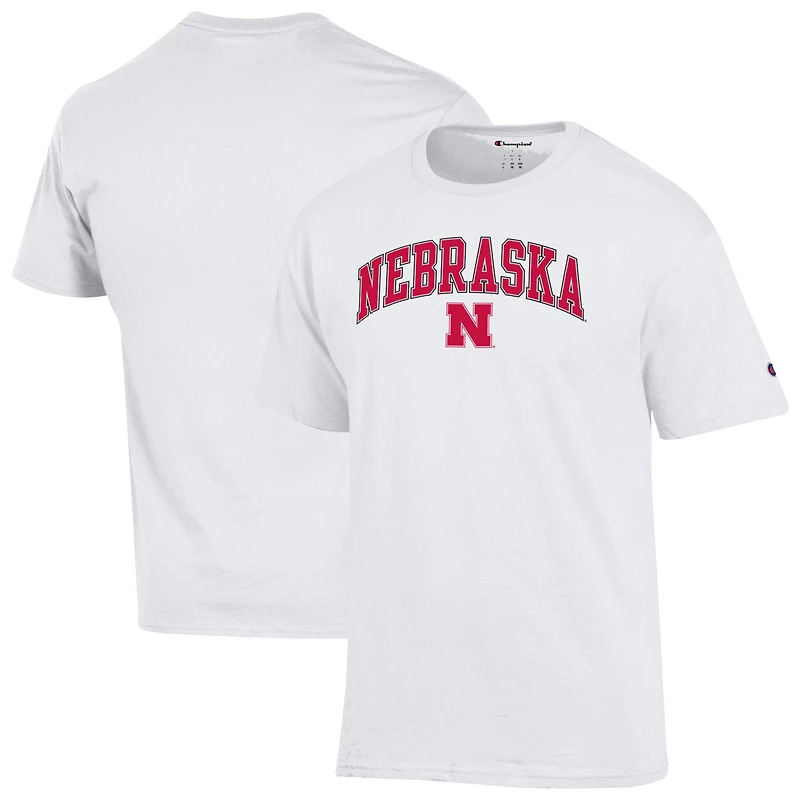 T-shirt blanc avec logo arqué des Nebraska Huskers pour homme