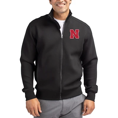 Veste zippée intégrale Cutter & Buck noire Nebraska Huskers Roam Eco recyclée pour homme