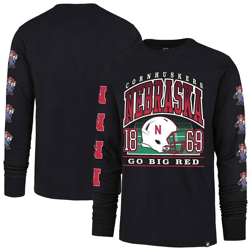 T-shirt à manches longues noir « 47 Nebraska Huskers Go Big » pour homme