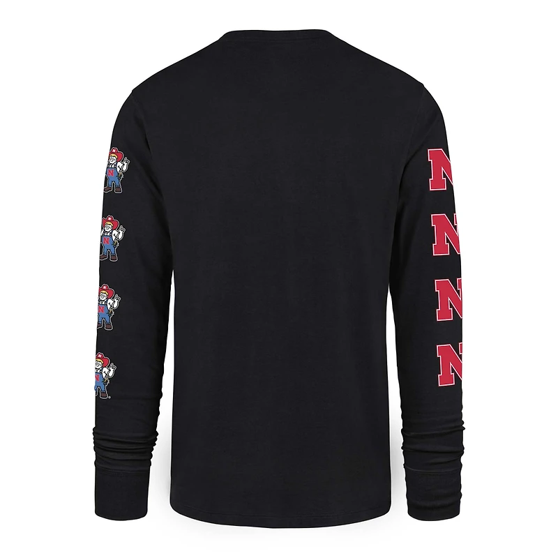 Men's '47  Black Nebraska Huskers Go Big Long Sleeve T-Shirt