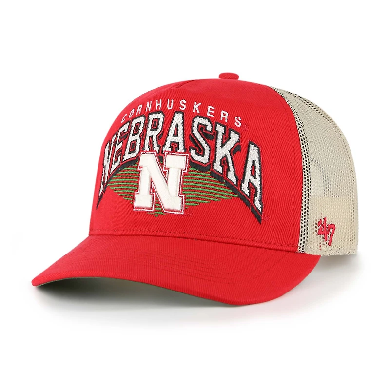 Casquette de camionneur ajustable en maille Pomona Scarlet Nebraska Huskers '47 pour homme