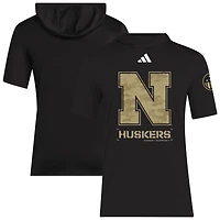Men's adidas  Black Nebraska Huskers 2025 Military Appreciation AEROREADY Hooded T-Shirt