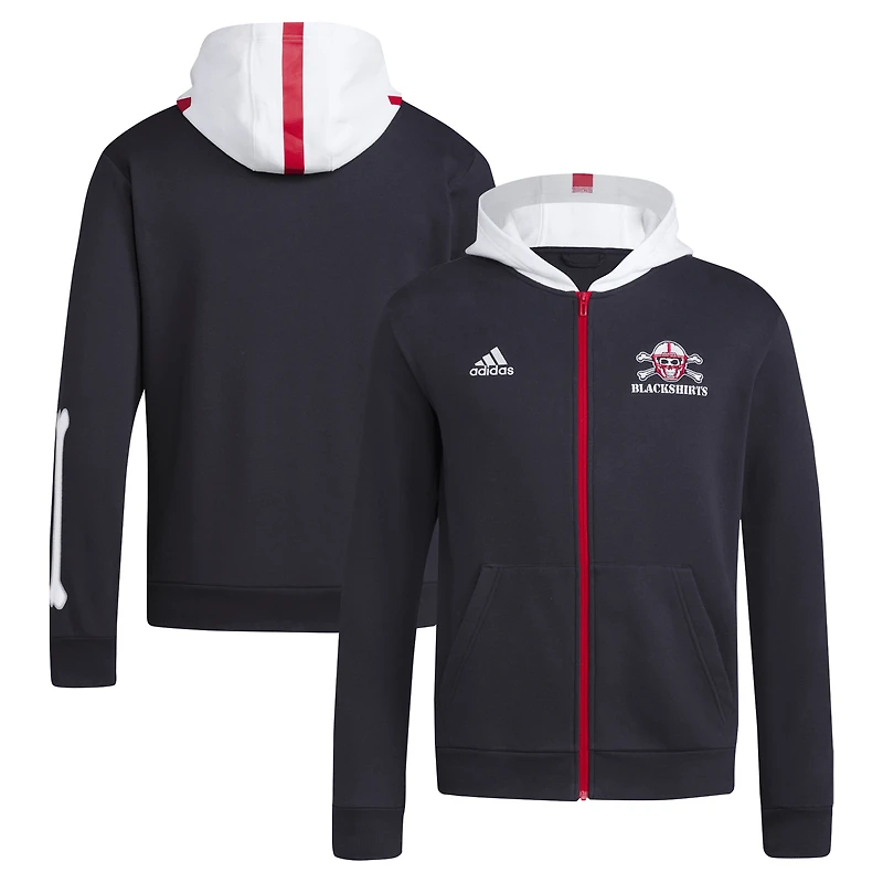Men's adidas Black Nebraska Huskers Blackshirts Full-Zip Hoodie