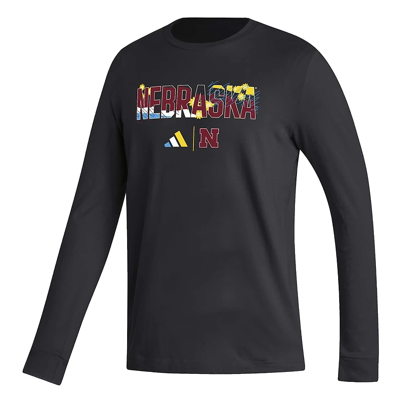 T-shirt à manches longues adidas Nebraska Huskers Honoring Black Excellence pour homme