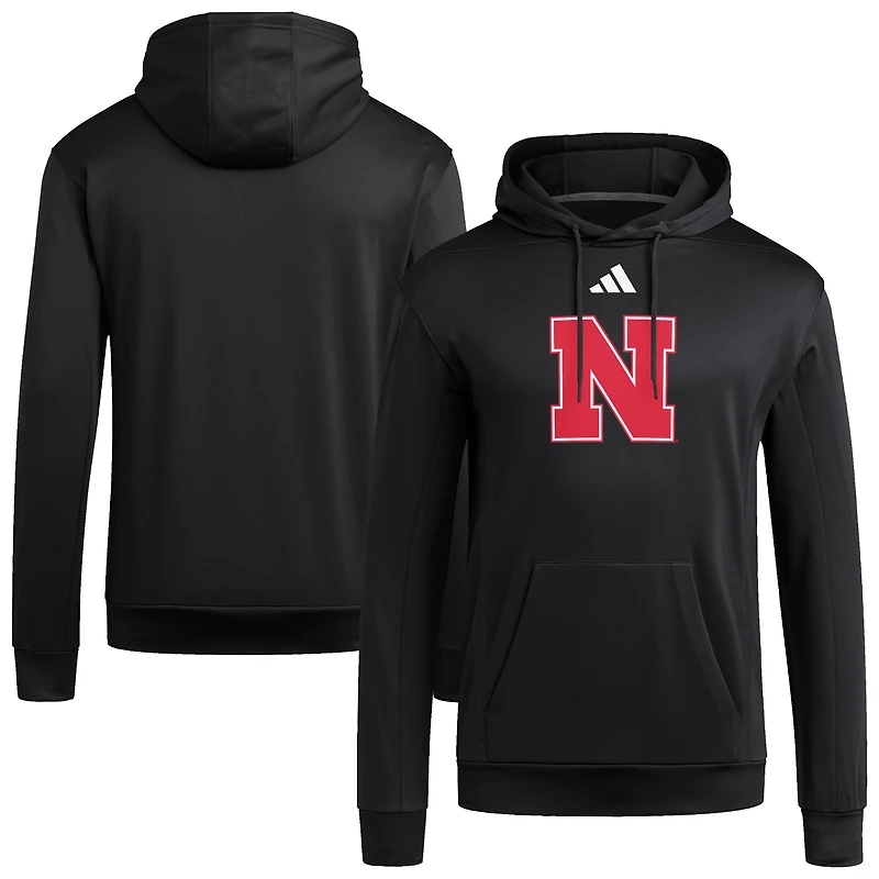 Sweat à capuche en polaire noir adidas Nebraska Huskers Locker pour homme