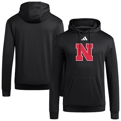 Sweat à capuche en polaire noir adidas Nebraska Huskers Locker pour homme