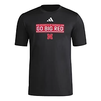 T-shirt d'avant-match adidas noir pour homme avec slogan Nebraska Huskers Locker