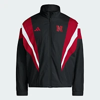 Veste de survêtement zippée adidas Nebraska Huskers noire pour homme