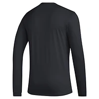 T-shirt d'avant-match à manches longues avec logo adidas Nebraska Huskers Primary Locker pour hommes, noir
