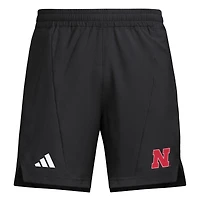 Short d'entraînement tissé adidas noir Nebraska Huskers Program pour homme
