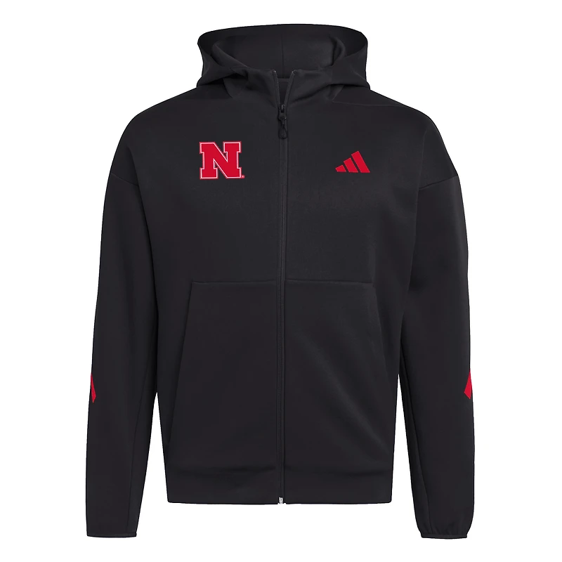 Sweat à capuche zippé adidas Nebraska Huskers Z.N.E. noir pour homme