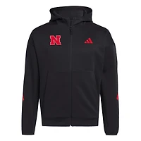 Sweat à capuche zippé adidas Nebraska Huskers Z.N.E. noir pour homme