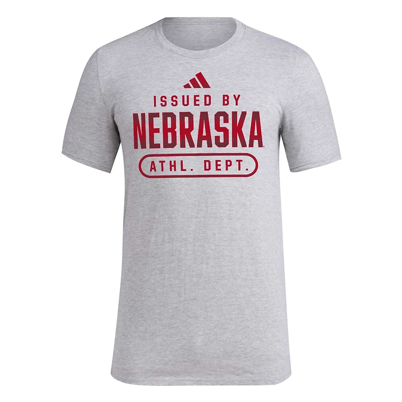 T-shirt d'avant-match Adidas Nebraska Huskers AEROREADY gris chiné pour homme