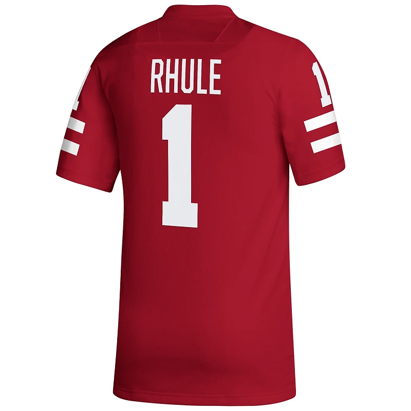 Maillot de footballeur adidas Matt Rhule Scarlet Nebraska Huskers NIL pour homme