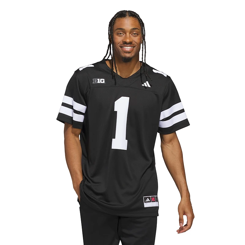 Maillot noir alternatif Premier des Nebraska Huskers pour homme adidas #1