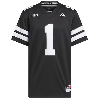 Maillot noir alternatif Premier des Nebraska Huskers pour homme adidas #1