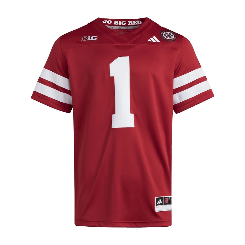 Maillot adidas #1 blanc des Nebraska Huskers Premier pour homme