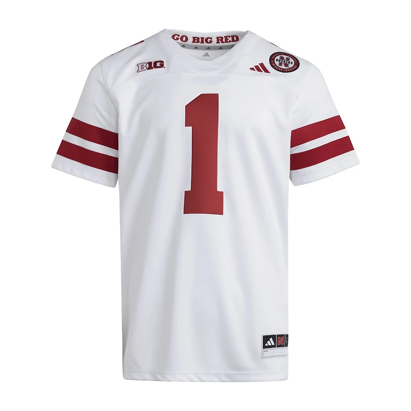 Maillot adidas #1 blanc des Nebraska Huskers Premier pour homme