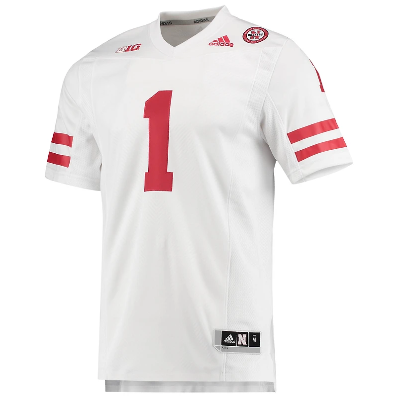 Maillot de football adidas #1 Nebraska Huskers Team Premier pour homme, blanc