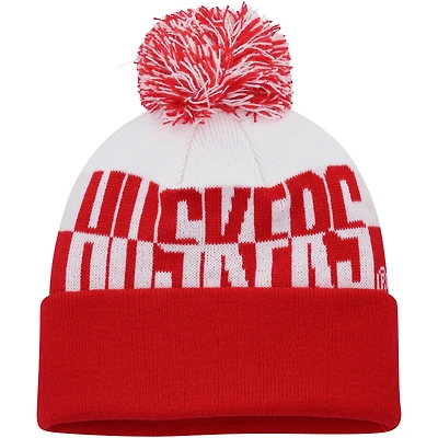 Bonnet en tricot à revers avec pompons adidas Scarlet/White Nebraska Huskers pour homme