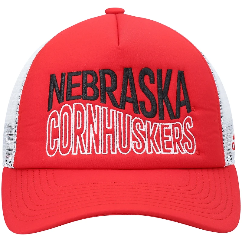 Men's adidas Scarlet/White Nebraska Huskers Wave Foam Trucker Snapback Hat