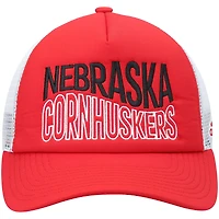 Men's adidas Scarlet/White Nebraska Huskers Wave Foam Trucker Snapback Hat