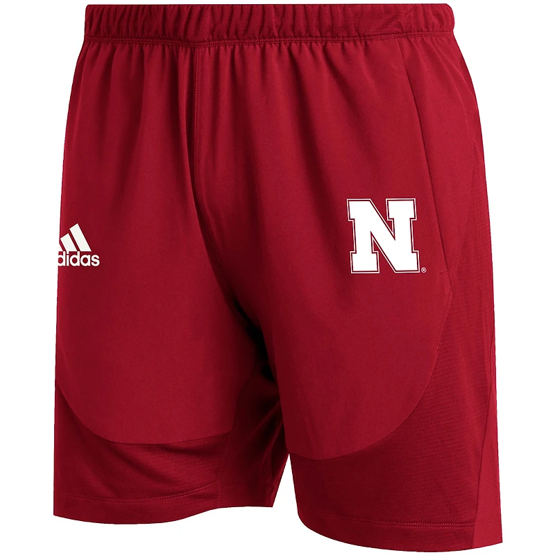 Short d'entraînement adidas Scarlet Nebraska Huskers 2021 Sideline AEROREADY pour homme