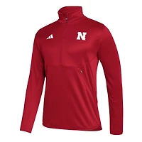 adidas Scarlet Nebraska Huskers 2023 Sideline AEROREADY Haut à demi-zip pour homme